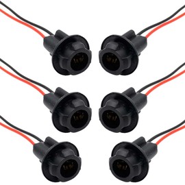 T10 W5W 194 Bulb Socket with Wire Pigtail, Pre-Wired Harness Female Socket Adapter Car Side Marker Light Socket, LED Bulb Socket Connector Wiring Socket Replacement for Most Cars (6PCS)