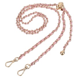 sourcing map 47.2'' Adjustable Purse Chain Strap Crossbody Chain Strap, Metal Leather Replacement Chain Strap for Handbag Shoulder Crossbody Bag Clutch Wallet (Pink, Gold Chain)