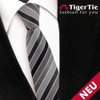 TigerTie - Slim Designer Tie in Striped, Anthracite, black, grey,