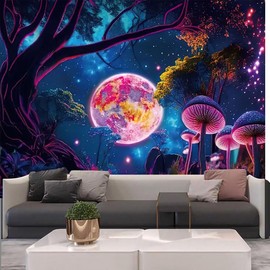 G-LIKE Tapestry Wall Towel UV Reactive Wall Hanging - 3D Digital Printed Colourful Decorative Fabric Decoration for Living Room Bedroom Party Holiday