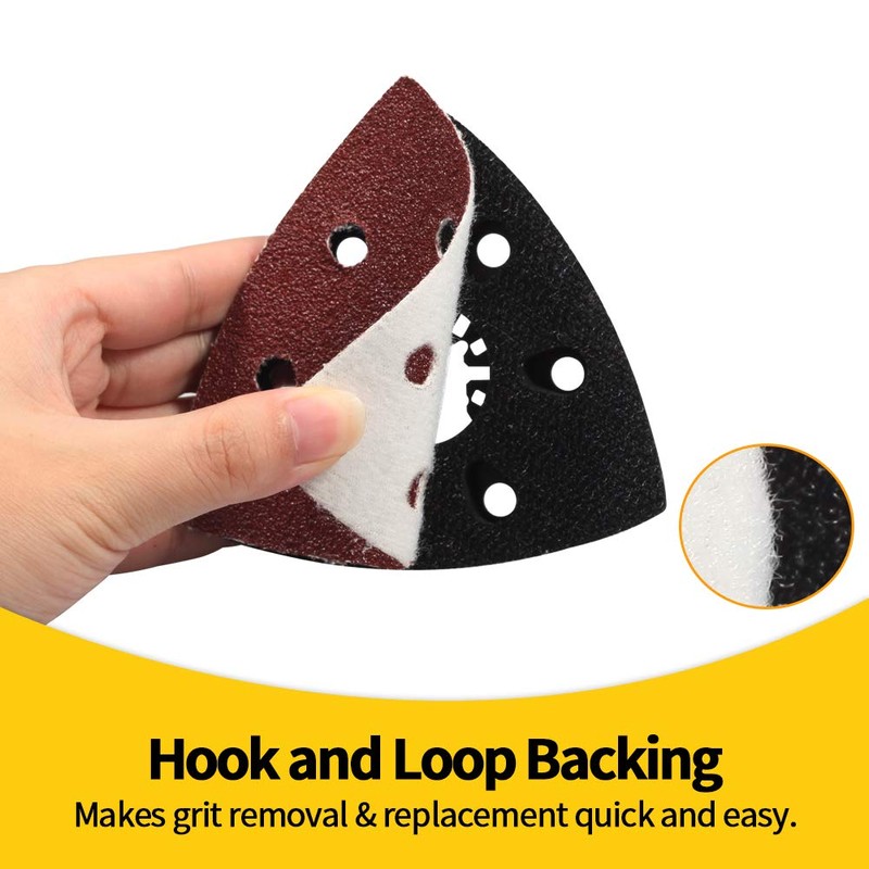 SPEEDWOX 50 Pcs Triangle Sanding Pads Hook and Loop 80