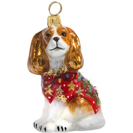 Blenheim Cavalier King Charles Spaniel in Ugly Christmas Sweater Polish Ornament