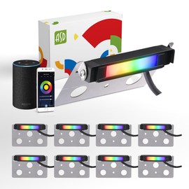 ASD LED 4 Inch Retaining Wall Light Fixture, Hardscape Paver Lighting | RGBW, App & Voice Control, Waterproof, ETL Listed | 2W 60LM RGB-2700K-6500K 12V | Landscape Step Illumination | Black, 8 Pack