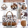 3PCS Weekender Bags for Women Large Overnight Bag, Brown Cow