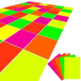 40 Sheets Neon Papers Glow Party Decorations Neon Party Supplies Neon Cardstock DIY UV Blacklight in The Dark for Dance Floor Fluorescent Neon Birthday Wedding Party Favors, 5 Colors
