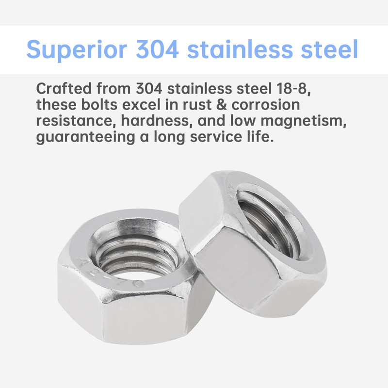 Smgda Hex Nuts M6 Nuts 304 Stainless Steel 100pcs Heavy
