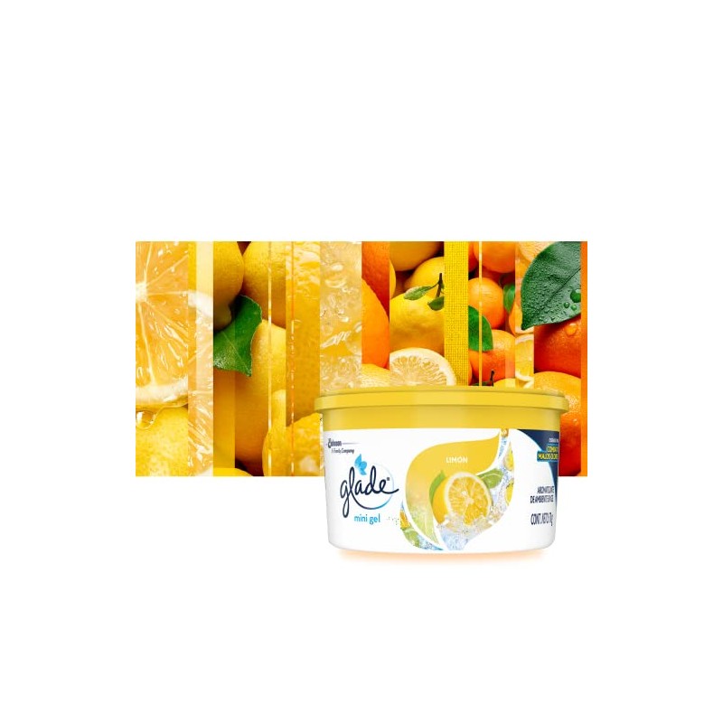 Glade Gel Aromatizante de Ambiente Continuo en Gel, Aroma Limón,
