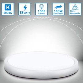 Defurhome Bathroom Ceiling Light,18W 1500LM,100W Equivalent,5000K Daylight White, Waterproof IP54,Dome,Modern,Flush Ceiling Light for Kitchen,Toilet,Porch,Bedroom,Utility Room,Ø22CM(White)