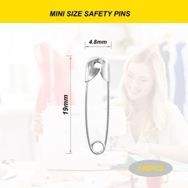 120 Pcs Small Safety Pins Silvery,0.75Inch/19mm Silvery Safety Pins for Clothes Metal Tiny Saftey Pins Rust Resistant Mini Safety Pins for Art Crafting,Sewing,Jewelry Making