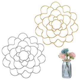 Classicseali 2pcs Floral Grid for Vase Bendable,4 inch Flower Grid for Vase,Symmetrical Design,Smooth Lines Metal Wire Stem Holders for Flowers for Vasee Stems Bouquet Plant Fixation, Gold, Silver