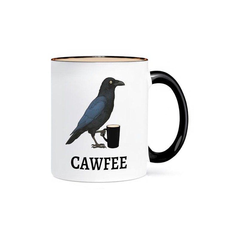 ONRRI 11 Oz Ceramic Mug With Black Interior And Handle,