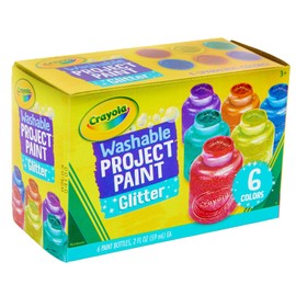 Crayola Washable Glitter Paint Great for Classroom Projects, 6 Count