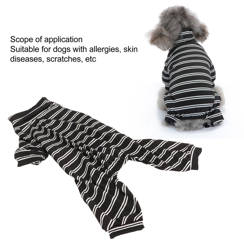 Dog Striped Pajamas Classic Black White Stripe Lightweight Full Coverage