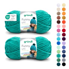 Gründl Funny Plain Soft Chenille Wool for Crocheting, Chenille Yarn Made of 100% Polyester, 2 Balls (100 g/120 m, Needle Size: 5-6), Emerald