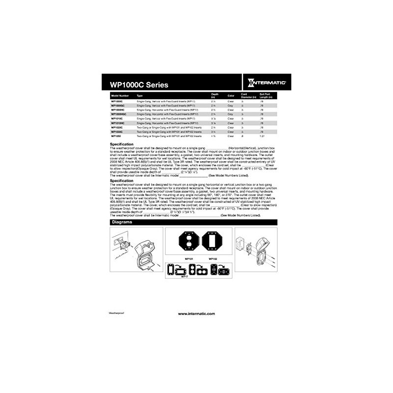 Intermatic WP1050 Double Gang 4-3/4" Depth Weatherproof in-Use Cover, Clear