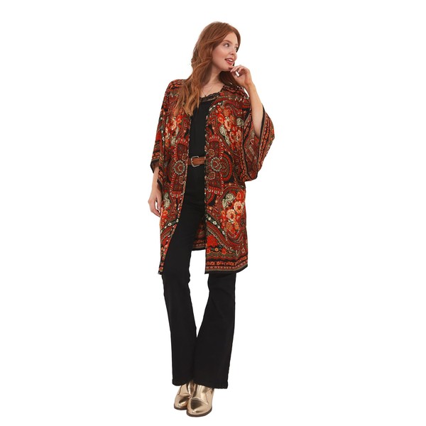 Joe Browns Women's Statement Patterned Kimono Blouse, orange