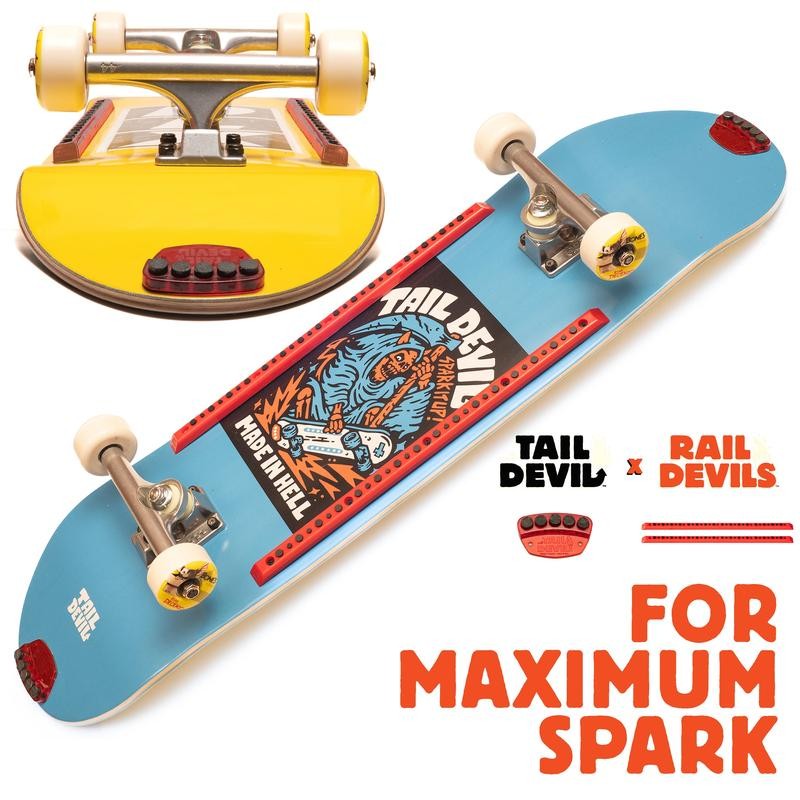 Tail Devil Rail Devils sparking skateboard deck rails by The