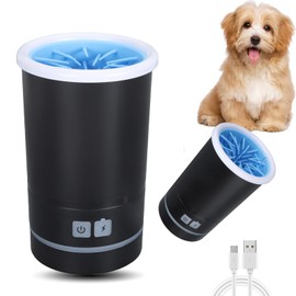 Automatic Dog Cleaner, Soft Electric Washer USB Rechargeable Portable Cleaner Cup, Dog Foot Cleaning Machine for Small to Medium Dogs Cats (Black White)