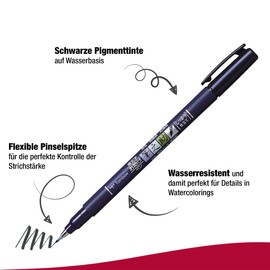 Tombow Tombow WS-BHS-2P Brush Pen Fudenosuke je 1 x mit Harter und weicher Spitze