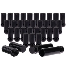 OCPTY Set of 32 Black Wheel Lug Nuts + 2 Keys 9/16" Threaded Fastener Replacement for Dodge for Ram 2500 for Dodge for Ram 2500 Van 1994-2010