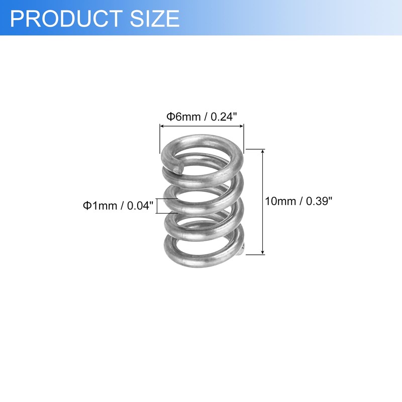 QUARKZMAN Pack of 6 Compression Springs, Stainless Steel Coil Springs,