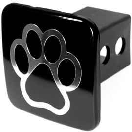 eVerHitch Dog Paw Print Tube Plug Hitch Cover (Black and Chrome, Fits 2" Receiver)