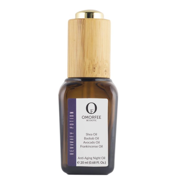 OMORFEE Organic Revivify Potion Anti-Aging Night Oil | Night Oil For Skin Aging | Shea Oil, Frankincense Oil, Avocado Oil, Sweet Almond Oil, Olive Oil | 20 ml / 0.68 Fl. Oz.