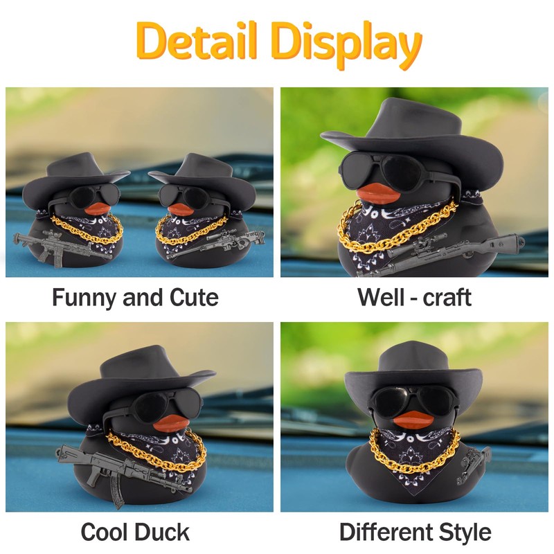 wonuu Black Rubber Duck Car Ornaments Dashboard Decorations for Car