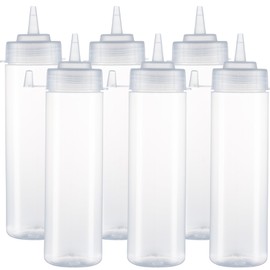 HR Hogar - Bottiglia di Salsa Spremibile - 6 Pezzi da 250 mL - Prodotto in Spagna - Dispenser Riutilizzabili e Riciclabili - Senza BPA, Tappo Anti-perdita per Salse e Condimenti (Trasparente)
