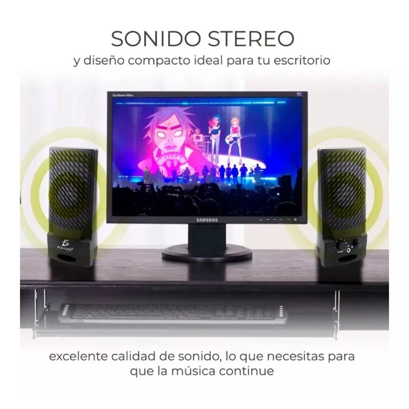 Ele-Gate Par Bocinas Escritorio PC entrada 3.5mm USB Ele-gate Bc.87