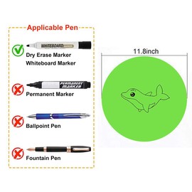 Senbos Dry Erase Dots Circle 8 Pcs Round Primary Color Removable Dry Erase Vinyl Dots Whiteboard Marker Wall Decals Sticker for School Classroom Teachers Students Table & Desk, 11.8 inch