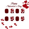 Valentines Press on Nails Short Square Fake Nails With White