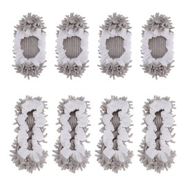 WellMall 8 Pcs Mop Slippers Socks Floor Cleaning,Microfiber Shoe Covers dust Washable Reusable for Woman Man House Kitchen (Grey)