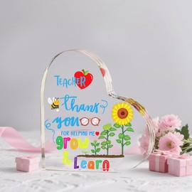 Teacher Appreciation Gifts for Women Men,Heart Shaped Acrylic Plaque 4x4 Inch,End of Year Teacher Gifts,Thank You Teacher Gifts,Teacher Gifts from Student,Teacher Graduation Gifts Teacher Christmas Gifts Desk Home Office Decor