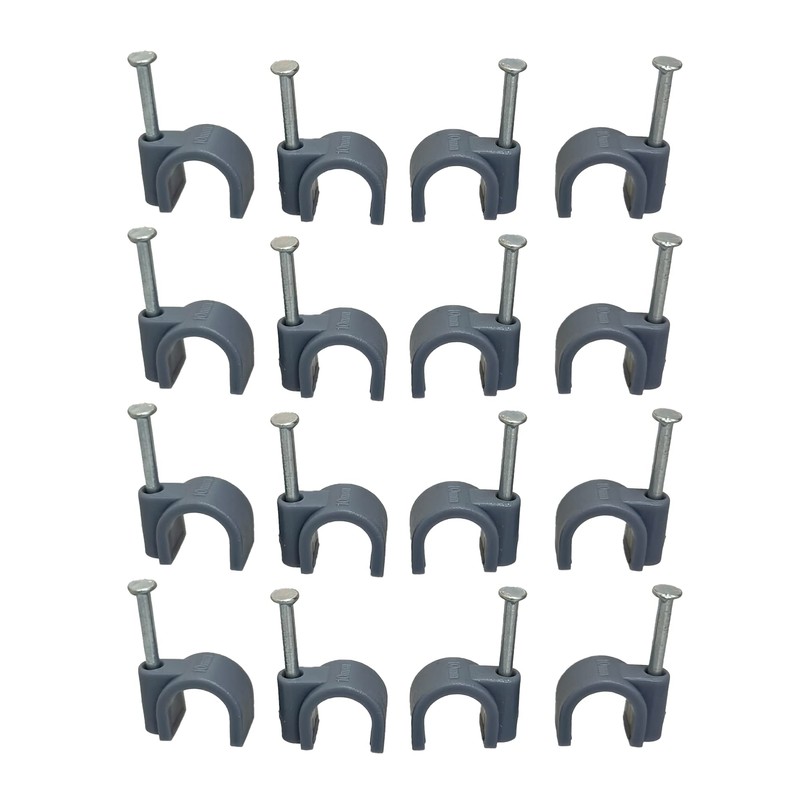 Grey Round Cable Clips 5mm- 50 Pieces