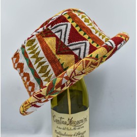 Roll Brim, Bucket hat, Hipster Fashion, Orange Tribal Hat, Colorful Festival Headgear, Boho Look, Bohemian acesssory, Hippie Hat, Funky Gift, Burning Man.