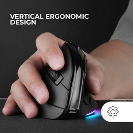 MARSGAMING MM-SK Wireless Vertical Gaming Mouse, Ergonomic RGB Chroma Lighting, Pixart 8400DPI Optical Sensor, Huano Mechanical Switches, 9 Programmable Buttons, Mouse Tri-Mode, Black