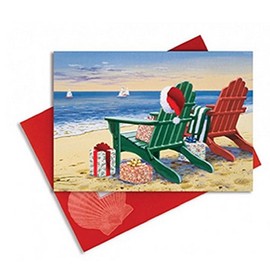 16 Embellished Christmas Cards and Envelopes, Red & Green Adirondacks
