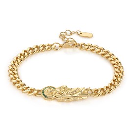 HZMAN Saint Jude Bracelet for Women Dainty Retro Religious 14K Gold Plated Cubic Zirconia St Jude Thaddaeus Link Bracelet Jewelry Gift