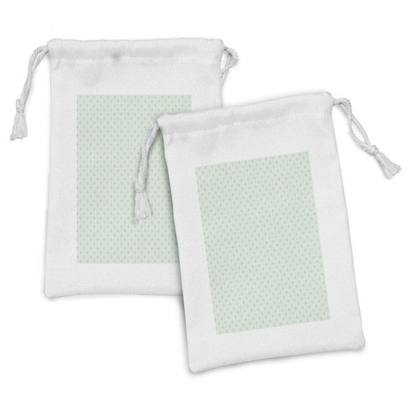 Ambesonne Mint Fabric Pouch Set of 2, Retro Style Polka