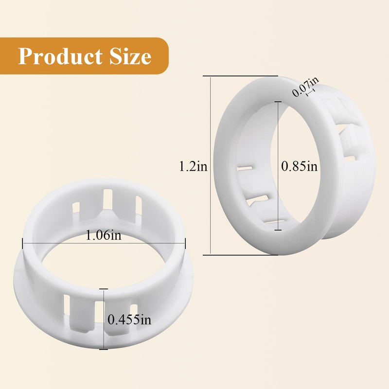 2 Pcs SB1.093-14 Shower Grab Bar Snap|Bushing|Grommet|White Nylon, Compatible with