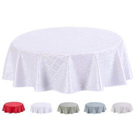 Home Direct Round Embossed Oilcloth PVC Wipe Clean Tablecloth Table Cover 140cm 55" White