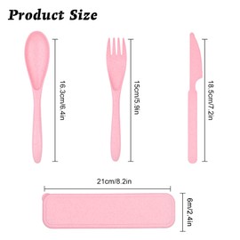 Travel Cutlery Set with Case Plastic Reusable Cutlery Set for Camping Travel Picnic Office School Lunch Box (4 Color)