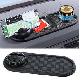 TPTGIAR Multifunction Car Anti-slip Mat: Vehicle-Mounted Anti-Slip Mat, Rotatable Anti Skid Cars Dashboard Pad with Temporary Parking Number, Auto Universal Phone Holder