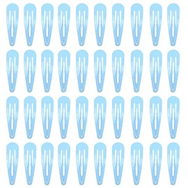 40 Counts Blue Color Metal Snap Hair Clips 2 Inch Barrettes for Women Accessories