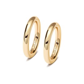 NVWAROCK 3mm Rings for Women 14K Real Gold Plated Round Edged Ring Non Tarnish Minimalism ring Cute Stacking Thumb Pinky Band Size 5 to 10 Gold and Silver 1PC/2PCS/3PCS, Metal, No Gemstone