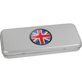 Azeeda 'Union Jack in Circle Frame' Metal Hinged Stationery Tin/Storage Box (TT00242404)