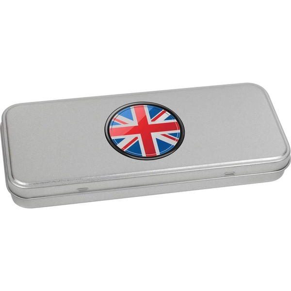 Azeeda 'Union Jack in Circle Frame' Metal Hinged Stationery Tin/Storage