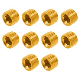 Brass Pipe Fitting,Hex Countersunk Plug,SAFYY 1/8" NPT Plug Male Pipe Plug Kit Socket Internal Hex Socket Thread Pipe Plug Fitting Socket for Closing the End of Pipe 10 Pack