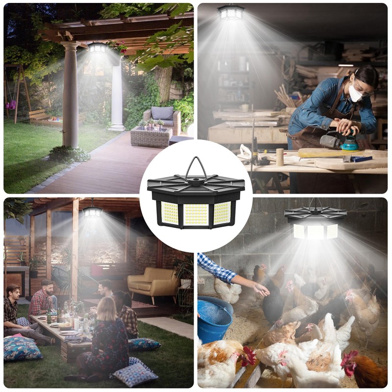 UOOIUMOY Solar Shed Light Indoor Outdoor 1200LM Solar Pendant Daywork